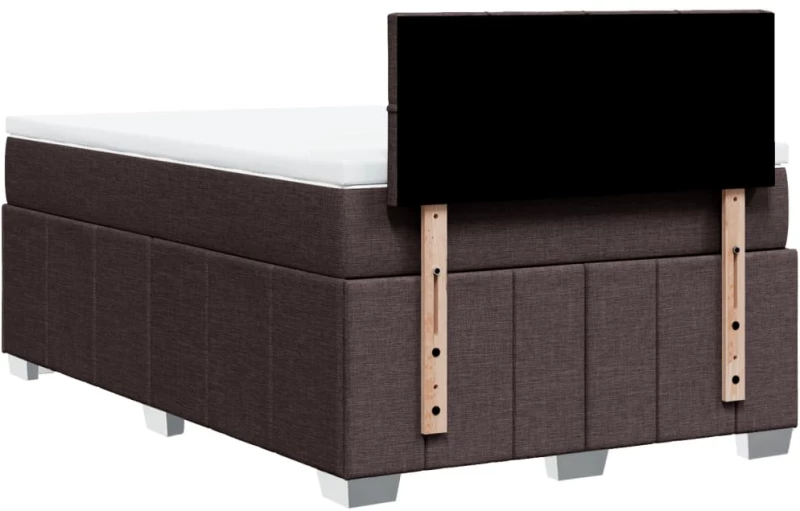 vidaXL Κρεβάτι Boxspring με Στρώμα Σκούρο Καφέ 120x190 εκ Υφασμάτινο