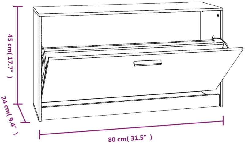 vidaXL Παπουτσοθήκη Γκρι Σκυρ. 80x24x45 εκ. από Επεξεργασμένο Ξύλο
