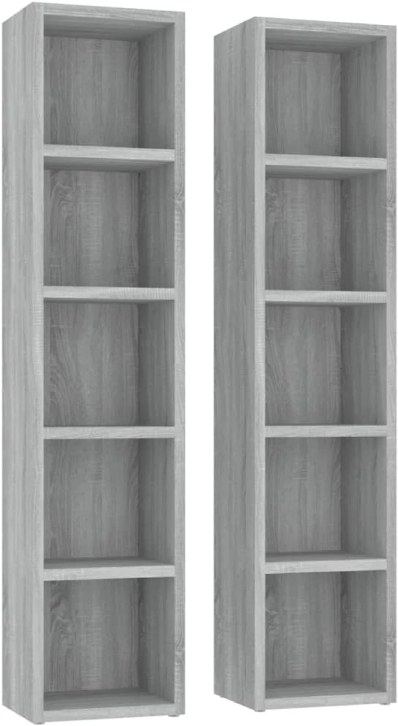 vidaXL Ντουλάπια CD 2 τεμ. Γκρι Sonoma 21x16x93,5 εκ. Επεξεργ. Ξύλο