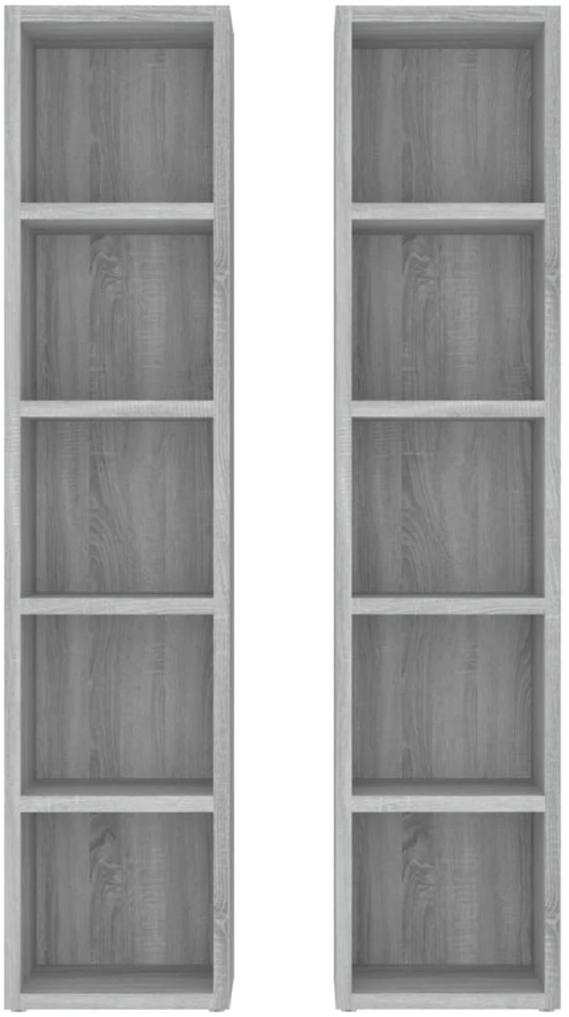 vidaXL Ντουλάπια CD 2 τεμ. Γκρι Sonoma 21x16x93,5 εκ. Επεξεργ. Ξύλο