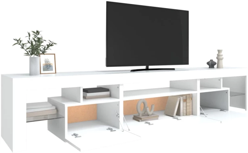 vidaXL Έπιπλο Τηλεόρασης με LED Λευκό 215x36,5x40 εκ.