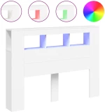 vidaXL Κεφαλάρι Κρεβατιού με LED Λευκό 140x18,5x103,5 εκ Επεξεργ. Ξύλο