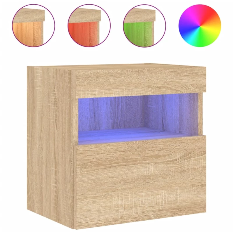 vidaXL Έπιπλα Τοίχου Τηλ. με LED 2 Τεμ. Sonoma Δρυς 40x30x40 εκ.