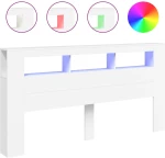 vidaXL Κεφαλάρι Κρεβατιού με LED Λευκό 200x18,5x103,5 εκ Επεξεργ. Ξύλο