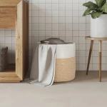 vidaXL Καλάθι Αποθήκευσης Καφέ και Λευκό Ø40 x 35 εκ. Βαμβακερό
