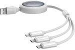 Fast Charging Cable 3in1 Baseus Free2Draw, USB to micro USB+USB-C+Lightning, 3.5A, 1.1m (white)
