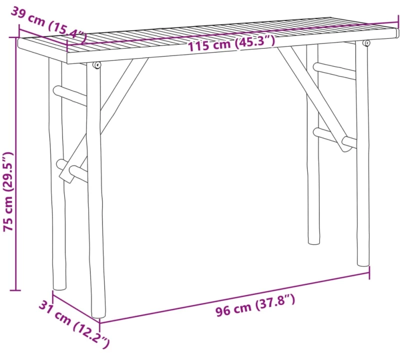 vidaXL Τραπέζι Κονσόλα 115 x 39 x 75 εκ. από Μπαμπού
