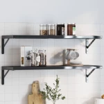 vidaXL Στηρίγματα Ραφιών 4 Τεμ. Ασημί 30x2,5x15,5 Ανοξείδωτο Μαύρο