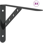 vidaXL Στηρίγματα Ραφιών 4 Τεμ. Ασημί 30x2,5x15,5 Ανοξείδωτο Μαύρο