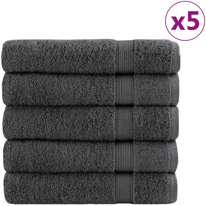 vidaXL Πετσέτες Μπάνιου Premium SOLUND 25T. Ανθρακί 100x150εκ 600γρ/μ²