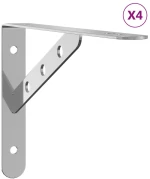 vidaXL Στηρίγματα Ραφιών 4 Τεμ. Ασημί 23,5x2,5x15,5 Ανοξείδωτο Ατσάλι