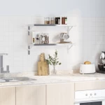 vidaXL Στηρίγματα Ραφιών 4 Τεμ. Ασημί 23,5x2,5x15,5 Ανοξείδωτο Ατσάλι