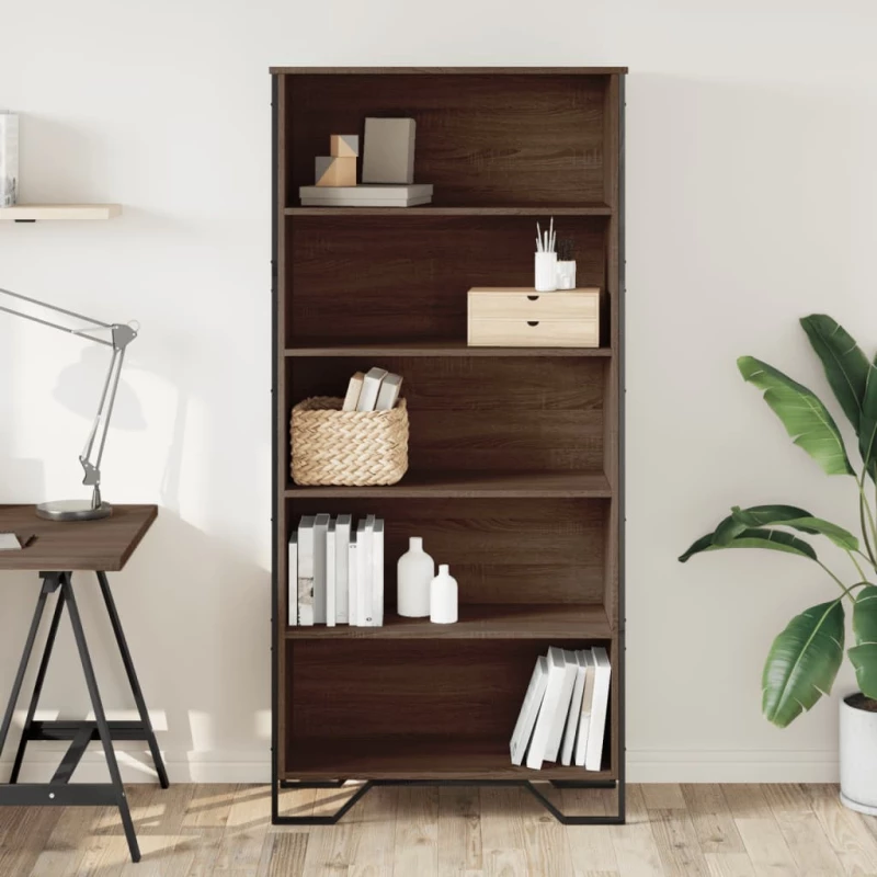 vidaXL Βιβλιοθήκη Καφέ Δρυς 80x31x169 εκ. από Επεξεργασμένο Ξύλο