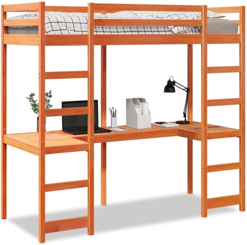 vidaXL Σκελετός Υπερ. Χωρίς Στρώμα Καφέ 75x190 εκ. Μασίφ Ξύλο Πεύκου