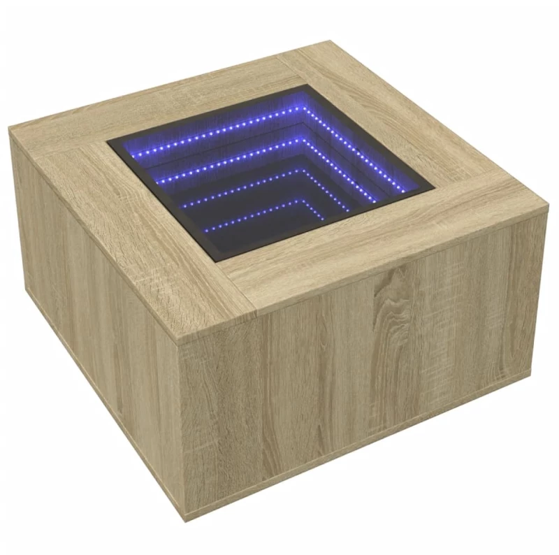 vidaXL Τραπεζάκι Σαλονιού με LED Δρυς 60x60x40 εκ. Επεξεργασμένο Ξύλο