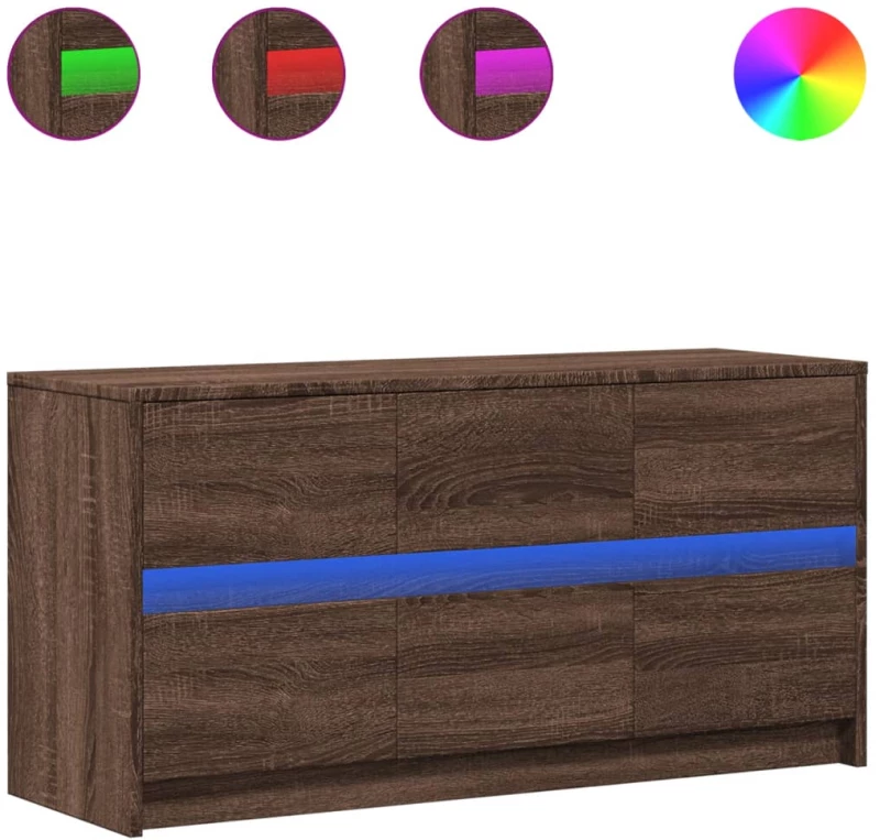vidaXL Έπιπλο Τηλεόρασης με LED Καφέ Δρυς 100x34x50 εκ. από Επεξ. Ξύλο