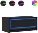 vidaXL Τραπεζάκι Σαλονιού με LED Φώτα Μαύρο από Επεξ. Ξύλο