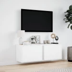vidaXL Έπιπλο Τοίχου Τηλεόρασης με LED Λευκό 100x31x35 εκ.