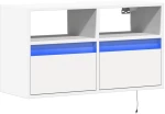 vidaXL Έπιπλο Τοίχου Τηλεόρασης με LED Λευκό 80x31x45 εκ.