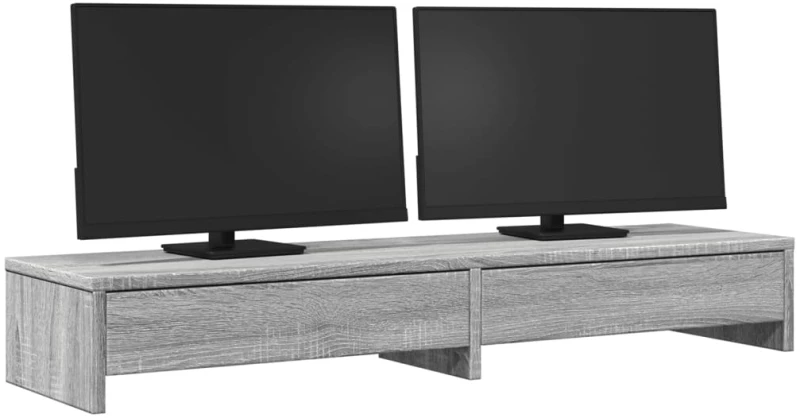 vidaXL Βάση Οθόνης με Συρτάρια Γκρι Sonoma 100x27x15 εκ. Επεξεργ. Ξύλο