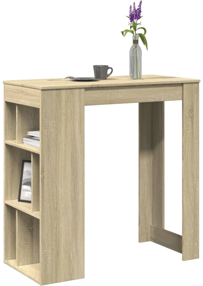 vidaXL Τραπέζι Μπαρ με Ράφια Sonoma Δρυς 102x50x103,5εκ Επεξ. Ξύλο