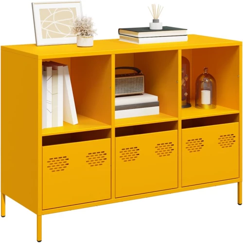 vidaXL Ντουλάπι Μουσταρδί 101,5x39x73,5 εκ. από Χάλυβα Ψυχρής Έλασης