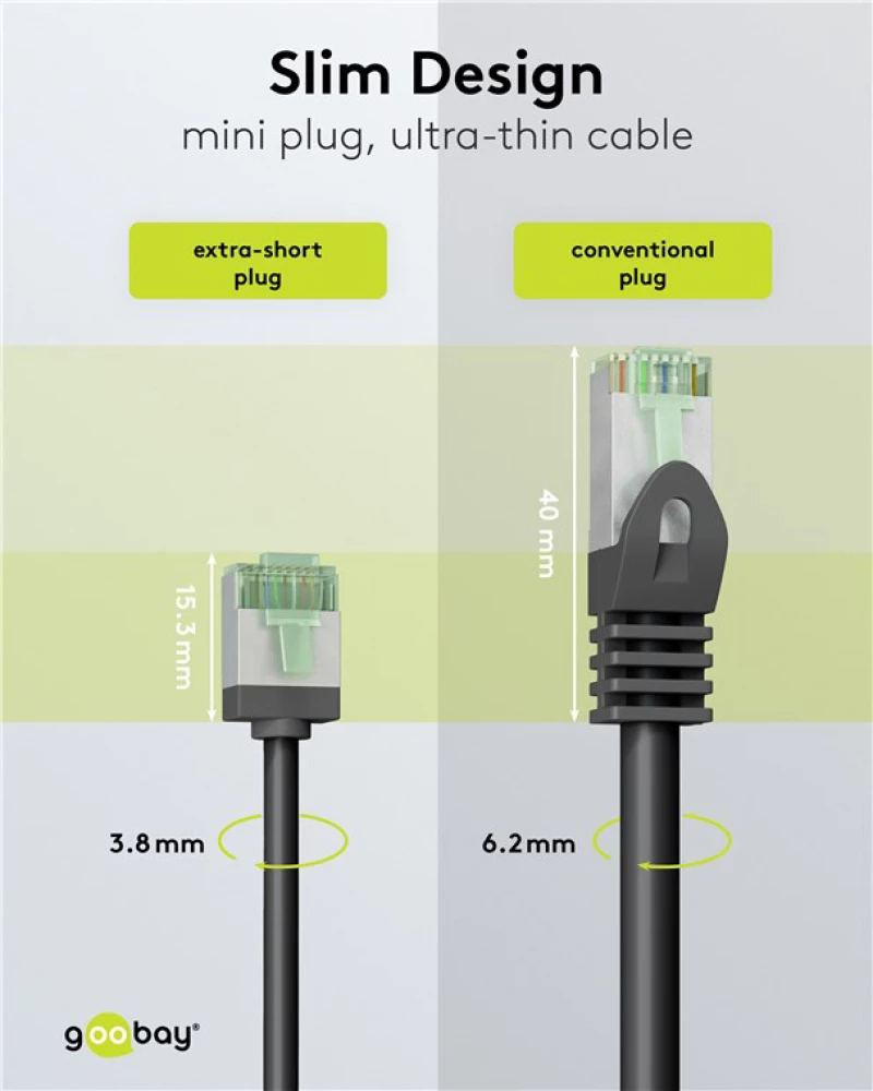 GOOBAY καλώδιο δικτύου 74353, CAT 8.1 U/FTP, slim, copper, 40Gbps, 1m, μαύρο