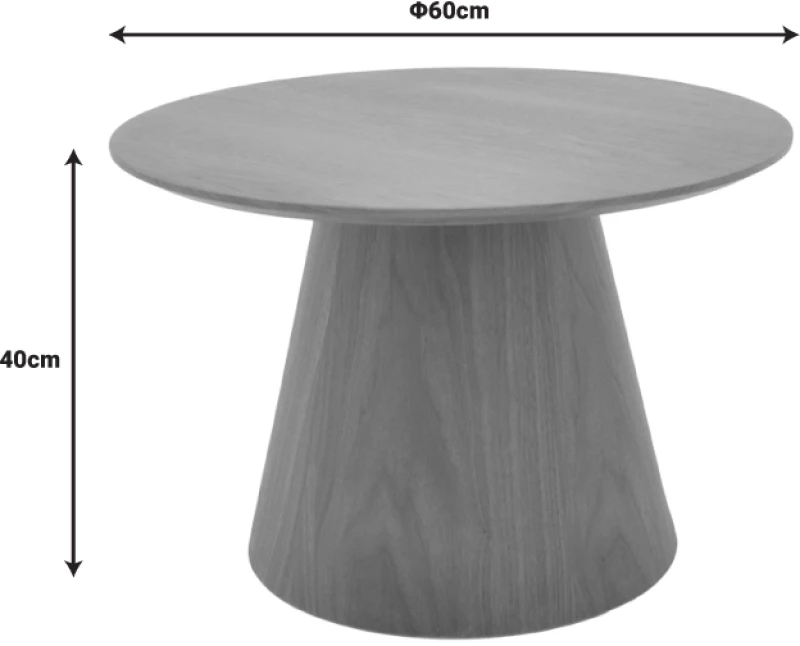 Βοηθητικό τραπέζι Kayano pakoworld καρυδί mdf Φ60x40εκ