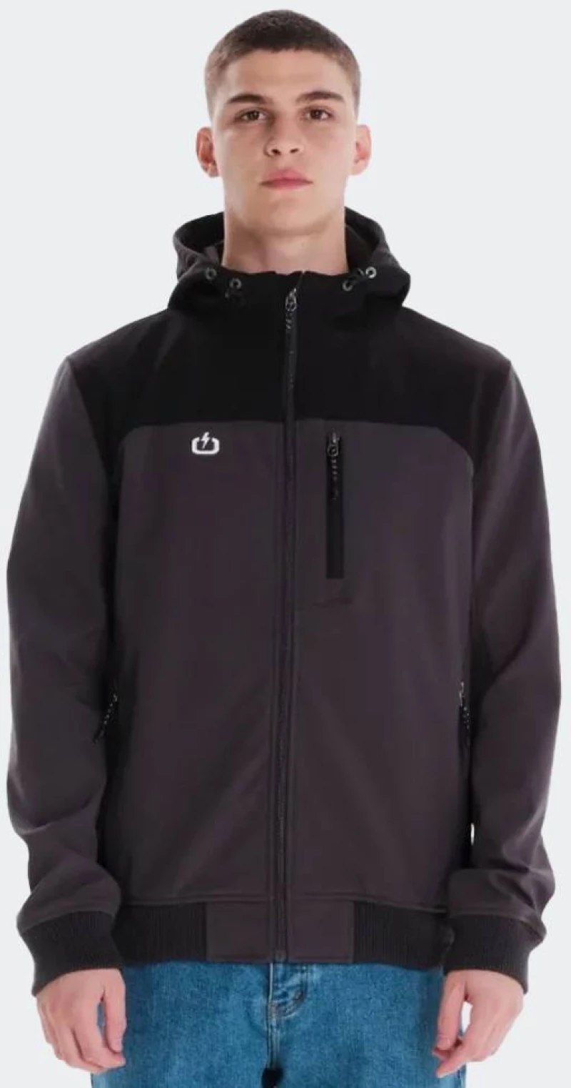 EMERSON Men's Hooded Bonded Bomber Jacket - 242.EM11.10-D.GREY/BLACK