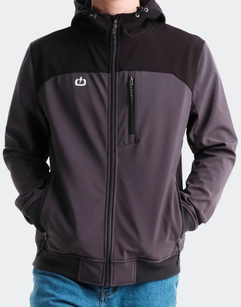 EMERSON Men's Hooded Bonded Bomber Jacket - 242.EM11.10-D.GREY/BLACK