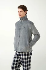 Vamp ανδρική ζακέτα γκρί fleece regular fit 21706