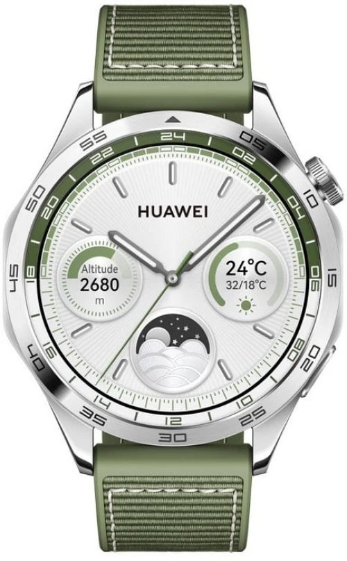 Huawei Watch GT 4 Stainless Steel 46mm Αδιάβροχο με Παλμογράφο (Green Composite Strap) (40-56-6076)