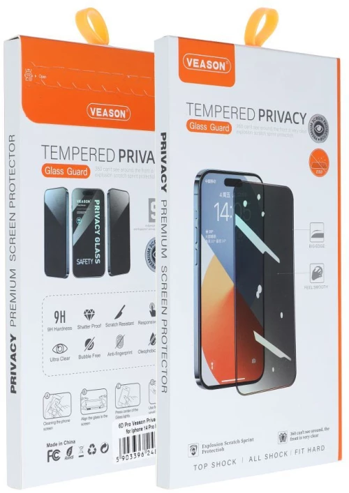 6D Pro Veason Privacy Glass  - for Iphone 15 Pro Max black