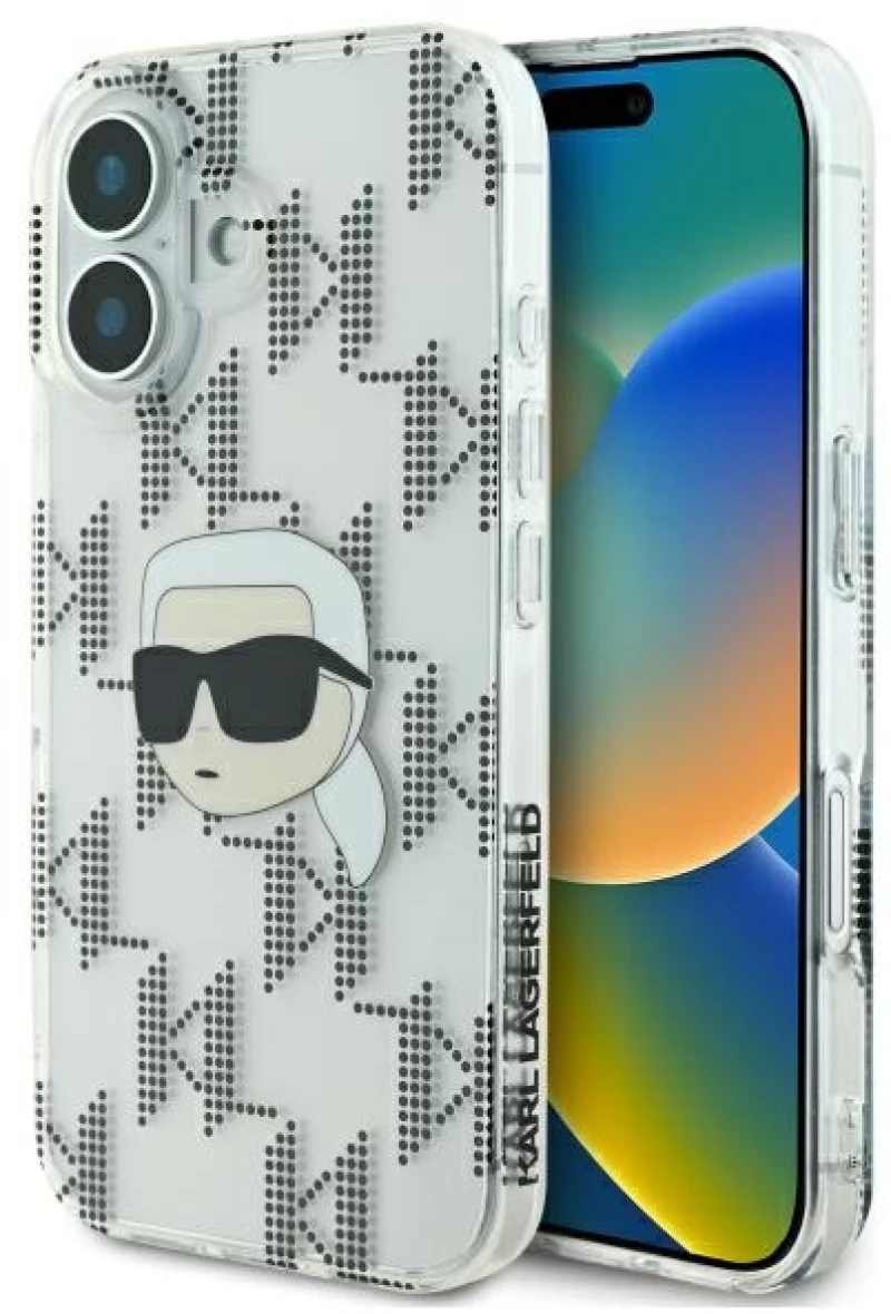 Karl Lagerfeld case for iPhone 16 6,1" KLHCP16SHKLPKHT transparent Hard IML Karl Head Electroplated