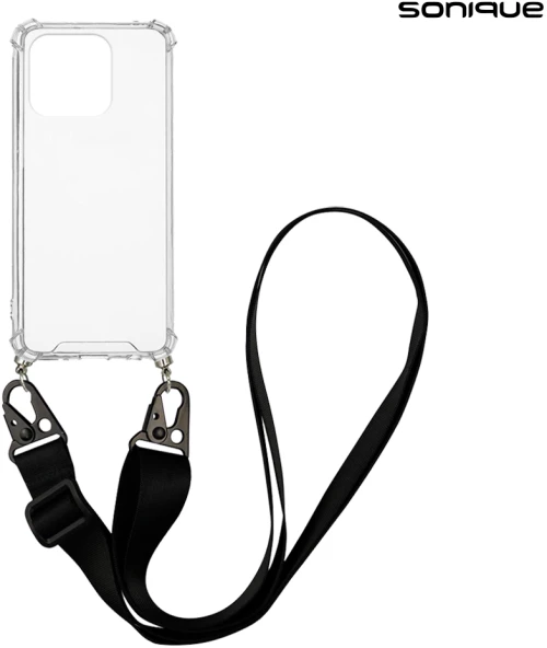 Θήκη Σιλικόνης με Strap Sonique Armor Clear Xiaomi Redmi 12C Μαύρο