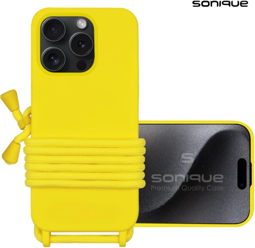Θήκη Σιλικόνης με Κορδόνι CarryHang Sonique Apple iPhone 16 Pro Max Κίτρινο