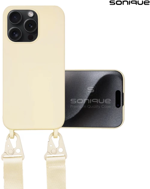 Θήκη Σιλικόνης με Strap CarryHang Sonique Apple iPhone 16 Pro Max Μπεζ