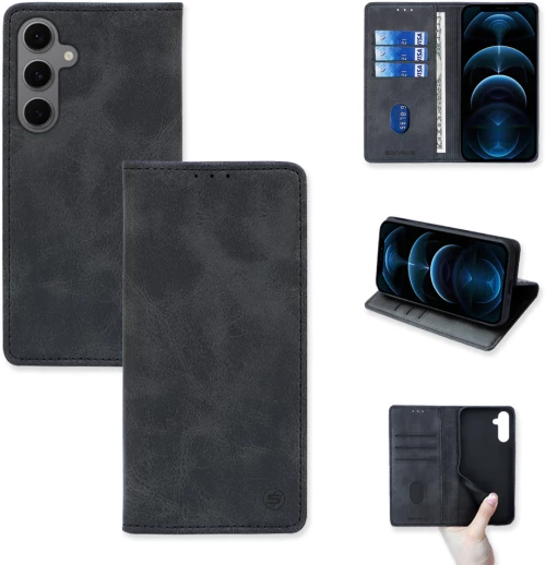 Θήκη Πορτοφόλι Vintage Magnet Wallet Sonique Samsung Galaxy S24 FE Μαύρο