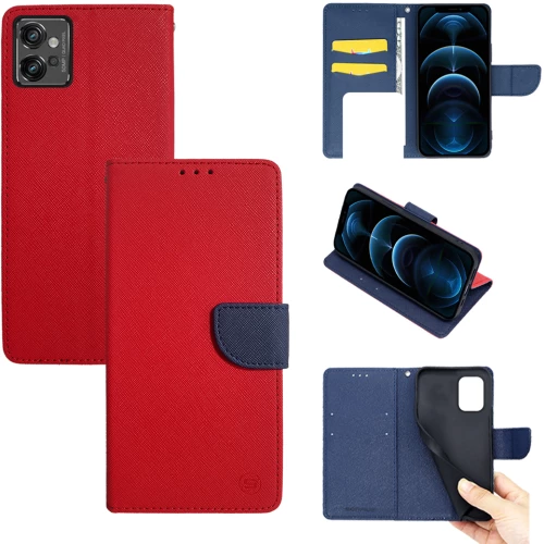 Θήκη Πορτοφόλι Sonique Trend Wallet Motorola Moto G32 Κόκκινο / Σκούρο Μπλε