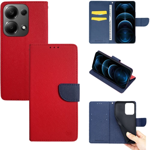 Θήκη Πορτοφόλι Sonique Trend Wallet Xiaomi Redmi Note 13 Pro 4G / Poco M6 Pro 4G Κόκκινο / Σκούρο Μπλε