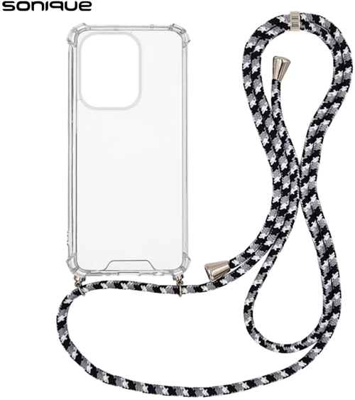 Θήκη Σιλικόνης με Κορδόνι Sonique Armor Clear Xiaomi Redmi Note 13 Pro 4G / Poco M6 Pro 4G Rainbow Μαύρο