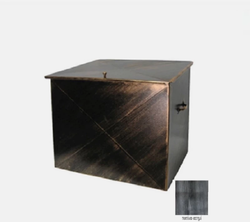 Μεταλλικό Κουτί Αποθήκευσης Ξύλων 63x54x44cm Πατίνα-Ασημί / 103PS