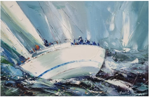 Πίνακας σε Καμβά Ναυτικού Περιεχομένου με Ιστιοφόρo στην Ανοιχτή Θάλασσα 90x60cm