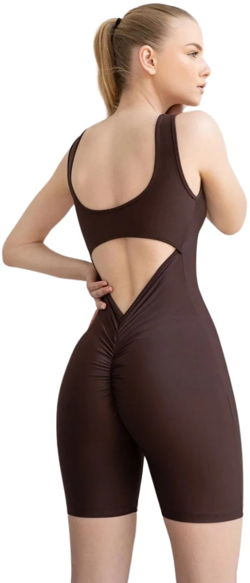 Scrunch Butt Jumpsuit Push-Up και Σμίλευσης Z-049 Brown