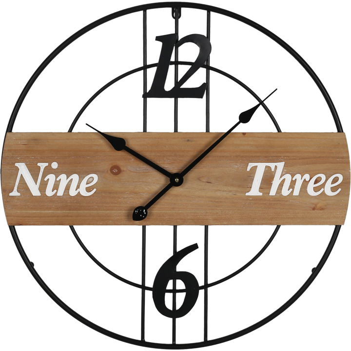 Ρολόι τοίχου Tabla Inart μέταλλο σε μαύρη απόχρωση 60x3x60εκ