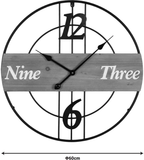 Ρολόι τοίχου Tabla Inart μέταλλο σε μαύρη απόχρωση 60x3x60εκ