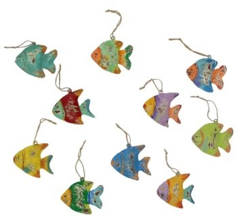 Διακοσμητικό Ψάρι Μεταλλικό Κρεμαστό Multi Colour 9,5x8cm - Τυρκουαζ