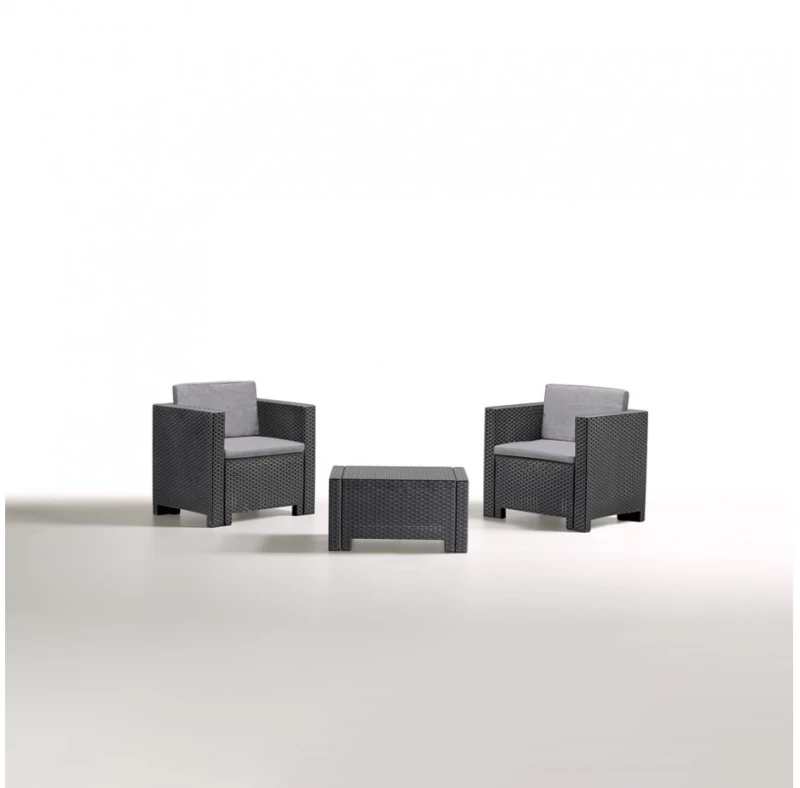 ΣΕΤ ATLANTA terrace Πολυθρόνα : 75x57.5x64cm Τραπεζάκι : 64x64x40cm ΑΝΘΡΑΚΙ