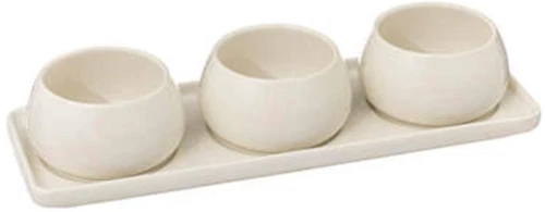 Μπωλ σερβ."NORA"STONEWARE λευκό σετ3 σε βάση Φ9,5 Η5cm