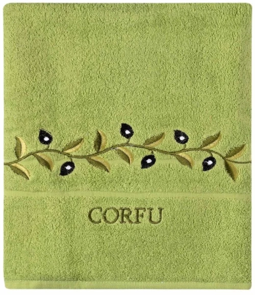 Πετσέτα Προσώπου ( 50cm x 100cm ) Πράσινο με κλαδί ΚΕΡΚΥΡΑ Silk Fashion
